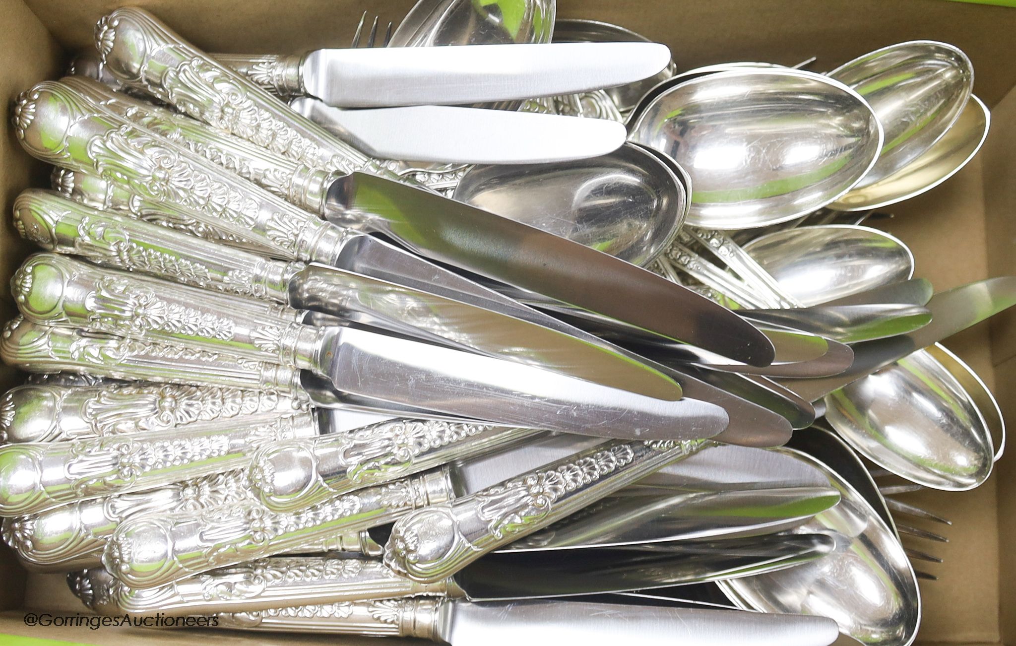 A matched part canteen of Victorian silver double struck Coburg pattern cutlery by George Adams and Elkington & Co